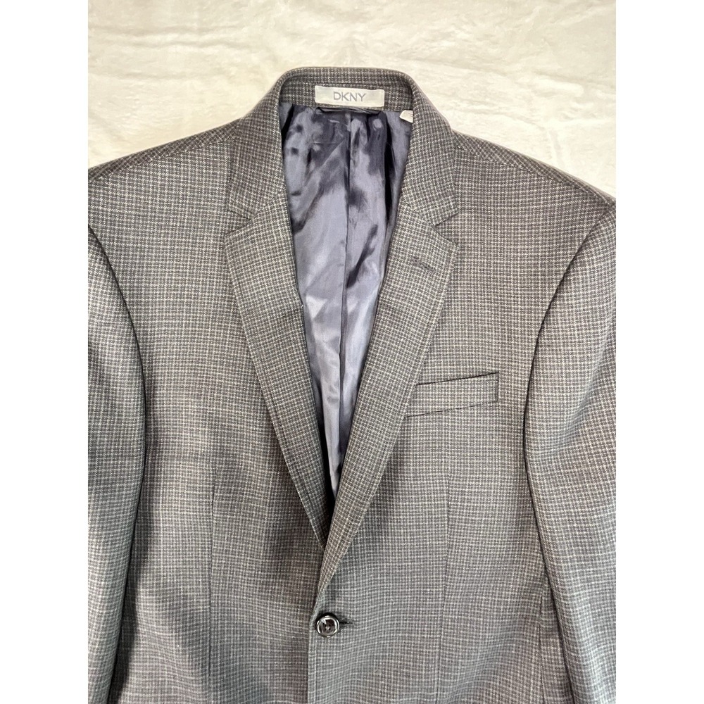 DKNY‎ 100% Wool Blazer Modern Sport Coat Suit Jacket Navy Blue 40L